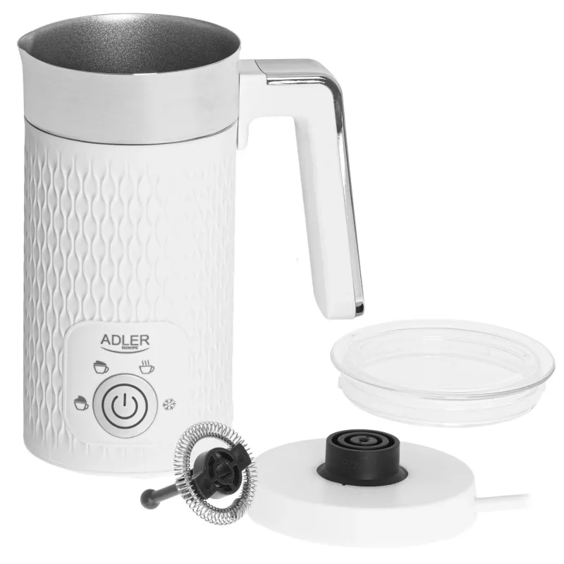 Automātiskais piena putotājs Adler AD 4494 Metallic balta — 130 ml putu, 300 ml sildīšanas, 500 W