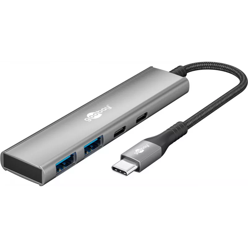 Goobay Slim 4-Port USB-Hub USB-C uz/USB-A 5 Gbit/s - Plug USB 3.2 (76563)