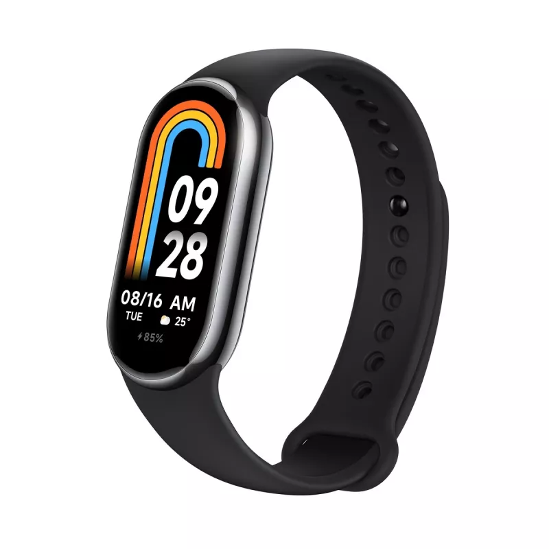 Xiaomi Smart Band 8 Melns, fitnesa izsekotājs, Bluetooth 5.1, 190mAh, 1.62, 5 ATM, akselerometrs, PPG sensors, žiroskops