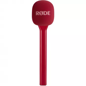 Rode Interview GO – sarkans pārnēsājams interviju mikrofons (kompakts, rokas, plug-and-play)