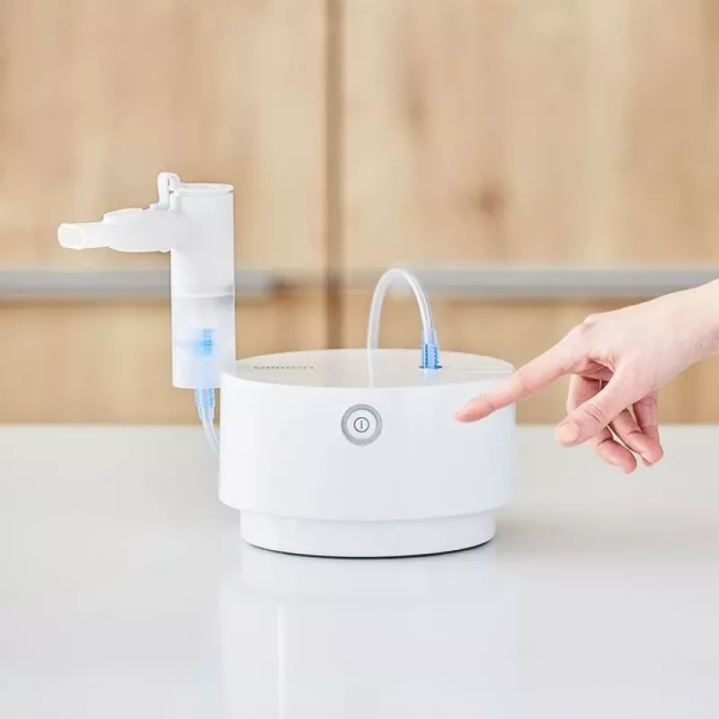 Galda miglinātājs Omron C28P ar 10 ml/min ietilpību, 2,65 µm daļiņu izmēru, balts, izmēri 265×195×143 mm