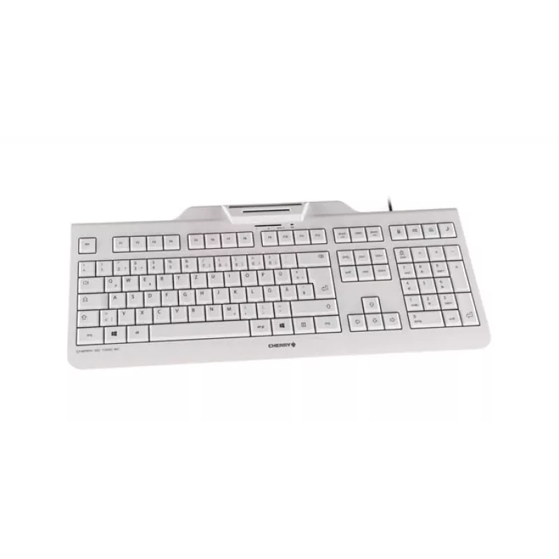 CHERRY KC 1000 SC viedkaršu tastatūra ar vadu, gaiši pelēka, USB, QWERTY, UK