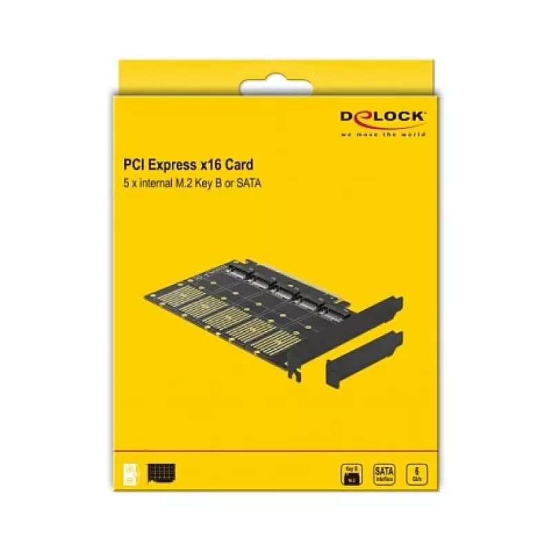 DeLOCK PCI Express x16 karte ar 5 iekšējiem M.2 Key B / SATA slotiem