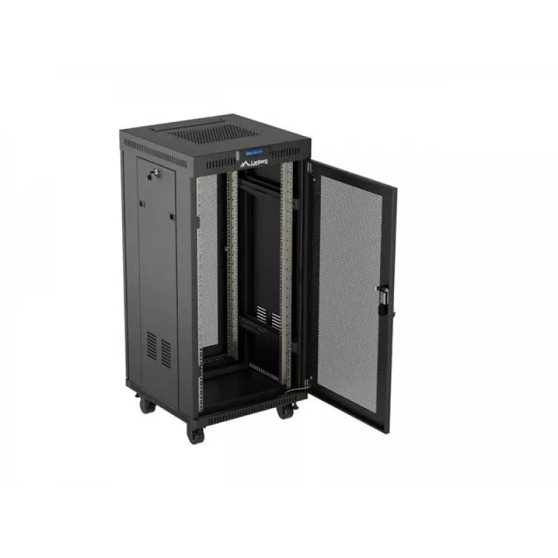 Rack cabinet LANBERG FF01-6624-23BL 24U freestanding 19 inch 600×600 mm IP20 Melns