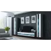 TV skapis Cama Meble VIGO NEW 30/140/40 — 1400×400×300 mm, pelēka virsma, skaidu plātne, pelēks rāmis, baltas spīdīgas durvis