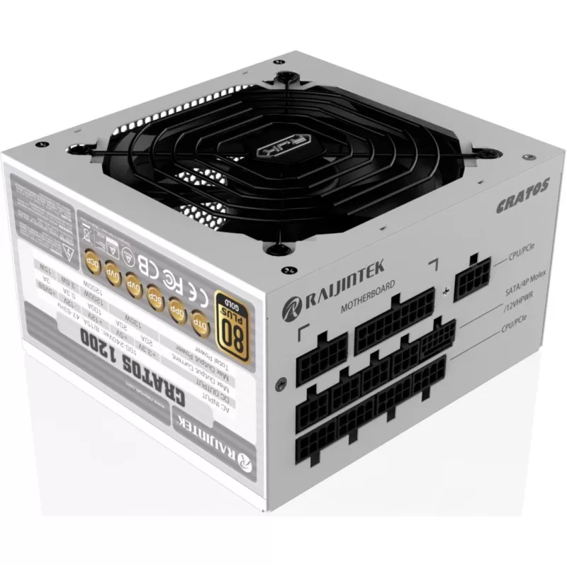 CRATOS 1200 Balts, PC barošanas bloks balts, kabeļu pārvaldība, 1200 vatu