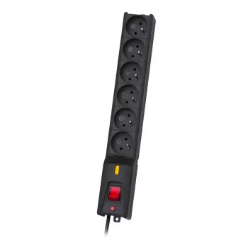 Strāvas pagarinātājs Lestar LX 610 G-A K.:CZ 3.0M — 5 m kabelis, Type E kontaktligzdas, 10 A, 250 V, iekštelpām, melns