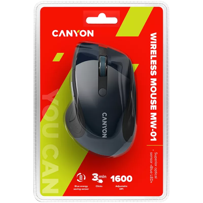 CANYON pele MW-01 BlueLED bezvadu zili pelēka