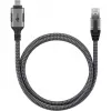 Ethernet-Cable USB-C 3.2 Gen2 Spraudnis > RJ-45 Spraudnis, LAN-Adapter melns/Sudraba, 3 Metri, pīts tekstila apvalks
