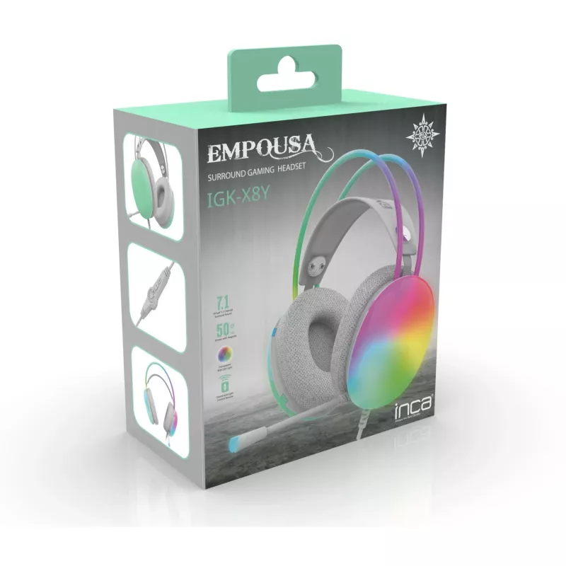 Cian Technology GmbH INCA spēļu austiņas IGK-X8Y 7.1 USB RGB-LED tirkīza - austiņas