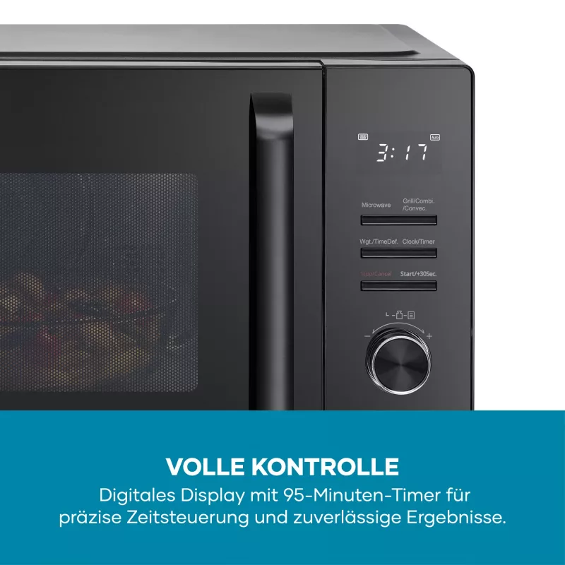 Kombinētā mikroviļņu krāsns SEVERIN MW 7798, uz darba virsmas, 29 L, 900 W, melna, 315 mm rotējošais paliktnis