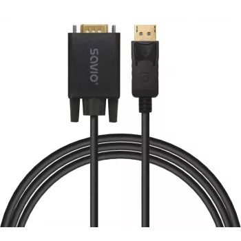 SAVIO DisplayPort–VGA (D-Sub) kabelis, 1,8 m, melns