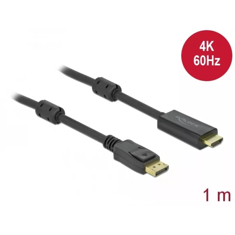 DeLOCK aktīvais DisplayPort 1.2 uz HDMI 4K 60 Hz kabelis 1 m