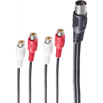 Audio kabelis ShiverPeaks BS10231 0,2 m DIN (5-pin) 4 x RCA melns