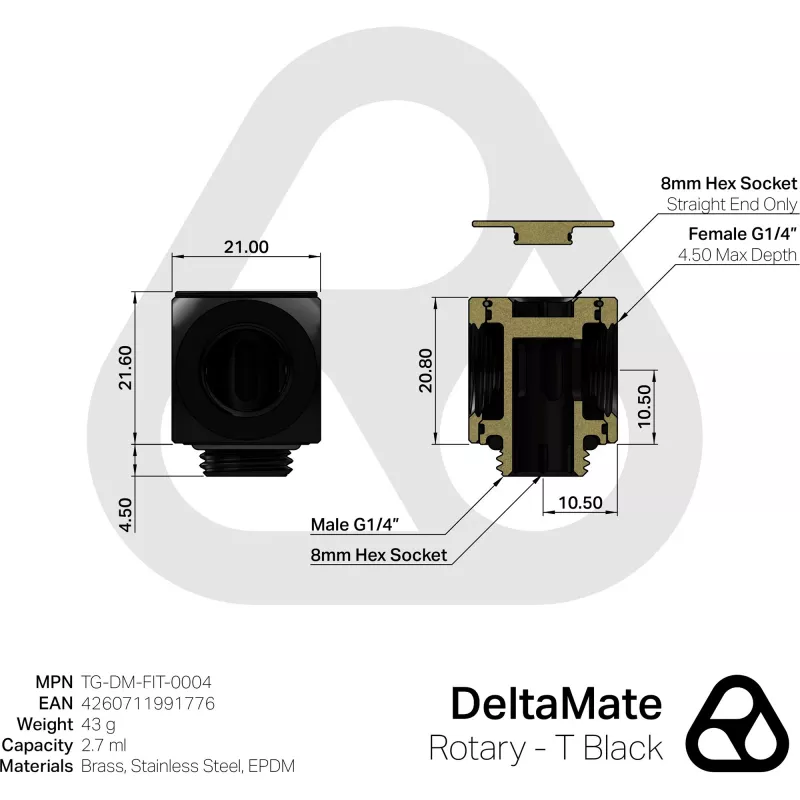 Thermal Grizzly DeltaMate Rotary - T melns (TG-DM-FIT-0004)