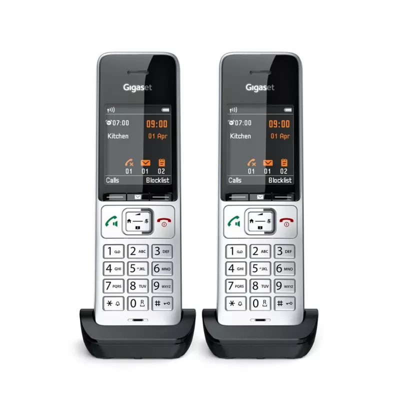 Gigaset COMFORT 500HX duo Analog/DECT telefons ar zvanītāja ID, melns, sudrabs