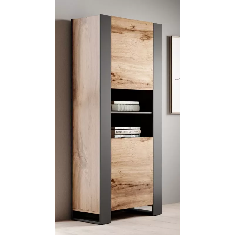 WOOD Grāmatu skapis 65x40x170,5 votana ozols + antracīts