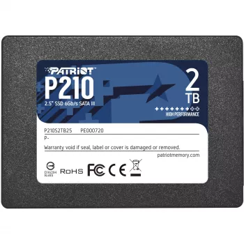 2.5 collu SATA III SSD PATRIOT P210 2 TB — 500 MB/s lasīšana, 400 MB/s rakstīšana, 7 mm