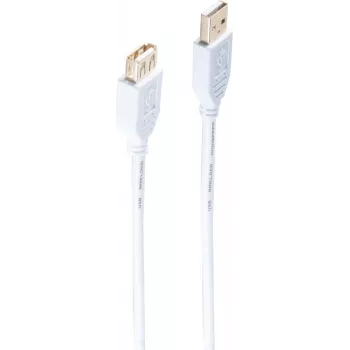 shiverpeaks ®-BASIC-S--USB pagarinātājs, A tipa kontaktdakša uz A tipa kontaktligzdu, HIGH SPEED, zelta pārklājuma kontakti, USB 2.0, balts, 3,0 m (BS77123-W)