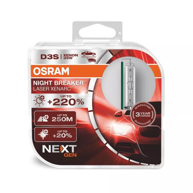 OSRAM XENARC NIGHT BREAKER LASER NEXTGEN D3S (66340XNN-HCB) AUTO KSENONA LUKTURU SPULDZES 2 gab.