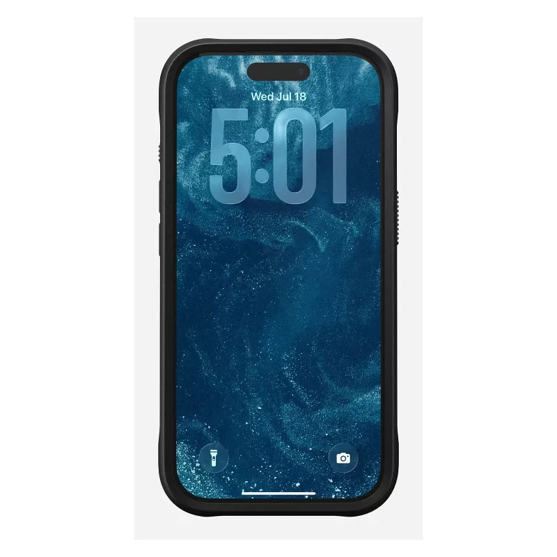 Mobilā tālruņa maciņš Nomad Rugged Leather vāciņš Apple iPhone 17 Pro, āda/TPU/PC/alumīnijs, piemērots 16 cm (6,3 collu) ekrāniem, melns
