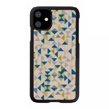 man and wood vāciņš iPhone 11 — zils trijstūris uz melna, aizsargājošs ciets apvalks