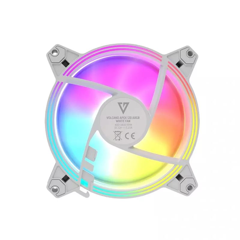 120mm korpusa ventilators MODECOM VOLCANO APEX 120 ARGB balta — 120mm ARGB dzesēšanas ventilators