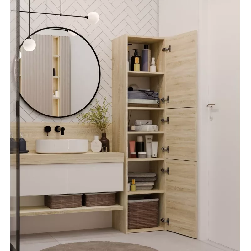 Topeshop S43 SONOMA vannasistabas uzglabāšanas skapis Ozols