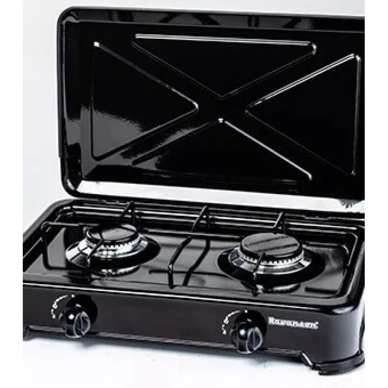 Countertop Hob Gas Ravanson K-02TB [melns; 2 zonas]