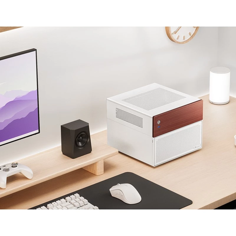 Mikro torņa datora korpuss Jonsbo N4 balta Mini-ITX ar rūdītu stiklu