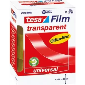 tesafilm® caurspīdīgā lente, 6 ruļļi, Office Box, 66m x 25mm (11640H)