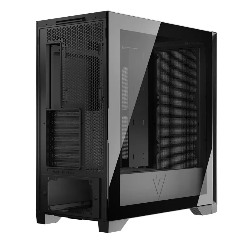 PC Case MODECOM VOLCANO EXPANSE S MIDI Melns — rūdīts stikls, USB-C, atbalsta micro ATX, GPU līdz 430 mm
