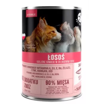 Mitrā kaķu barība PetRepublic KOT STERILE lasis mērcē 400 g — sterilizētiem pieaugušiem kaķiem