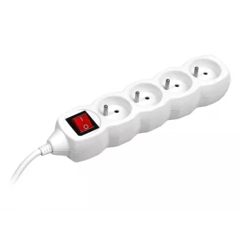PowerWatch 3 m (4 kontaktligzdas) balts ar strāvas slēdzi