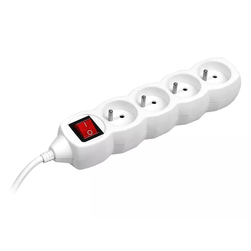 PowerWatch 3 m (4 kontaktligzdas) balts ar strāvas slēdzi