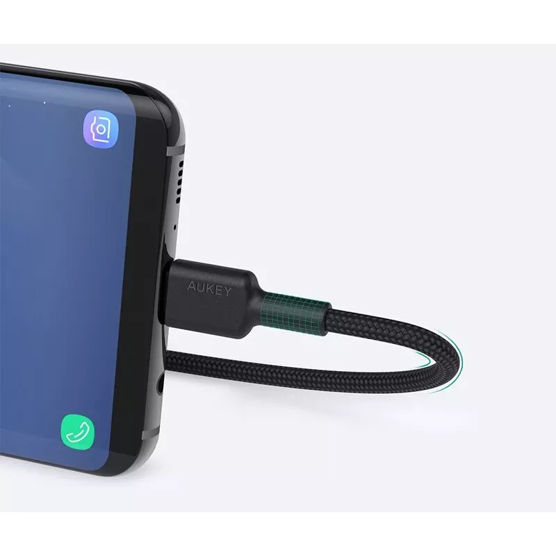 USB A uz USB-C kabelis AUKEY CB-CD30 0,9 m — melns, pīts, USB PD 3.0, 0,48 Gbit/s