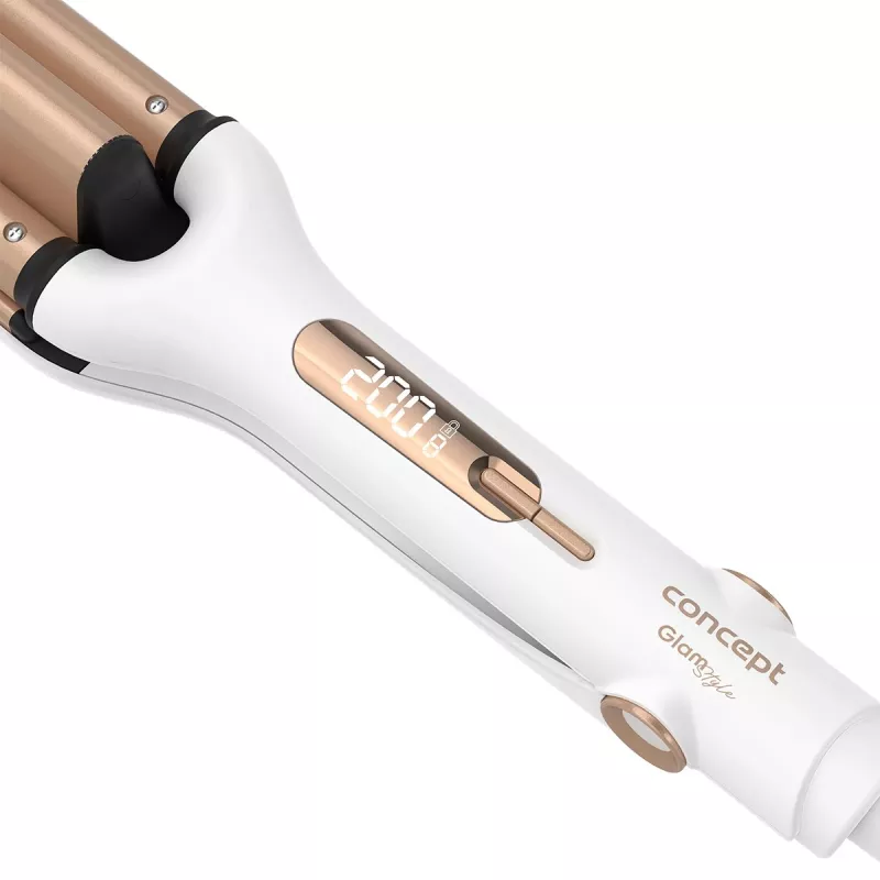 Matu viļņotājs Concept GLAM Style KT2140 — 100 W, 120–200°C, 9 siltuma līmeņi, 1,8 m grozāms vads, zelts