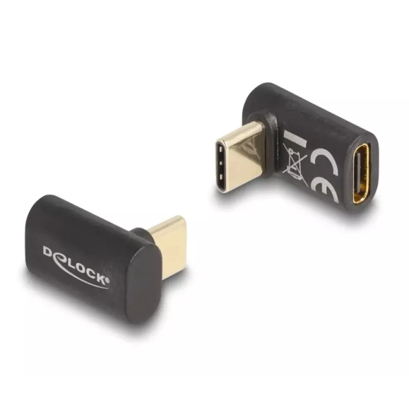 DeLOCK adapteris USB 40 Gbps USB Type-C PD 3.0 100 W vīrišķais uz sievišķo leņķveida 8K 60 Hz