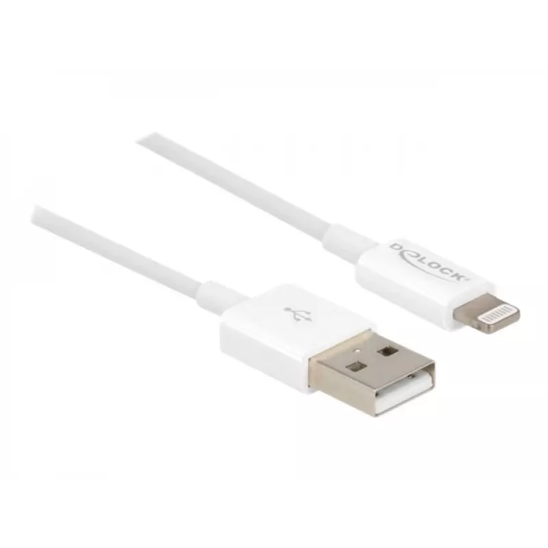 USB datu un strāvas kabelis DeLOCK 83000 iPhone iPad iPod ierīcēm, balts, 1 m