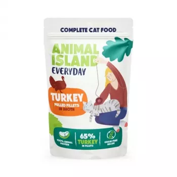 ANIMAL ISLAND Everyday tītara filejas buljonā - mitrā kaķu barība - 12 x 85g