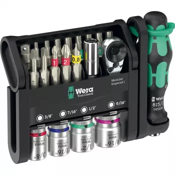 Wera Tool-Check Modular Imperial mini sprūdrata, uzmavu un uzgaļu komplekts, 21 gab. (05049001001)