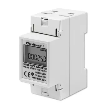 Vienfāzes enerģijas patēriņa skaitītājs QOLTEC 50899 230 V 50 Hz, 5(60)A, 1.0 klase, LCD