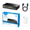 Tīkla slēdzis Cudy FS1006P Fast Ethernet 6 portu (4 PoE, 1 PoE+) 10/100 Mb/s, 1,2 Gbit/s joslas platums, metāla korpuss, statīva/sienas stiprinājums