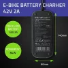Qoltec ātrais lādētājs XIAOMI 36V elektrisko skrejriteņu un velosipēdu uzlādei | 42V | 2A | 8.0*8.0mm+pin | ūdensizturīgs + strāvas kabelis