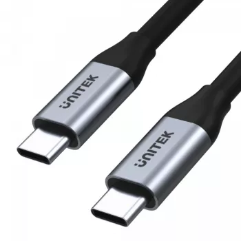 USB C uz C datu un uzlādes kabelis Unitek C14082ABK 1 m, USB 3.2 Gen 2 (10 Gbit/s), 100 W PD, melns