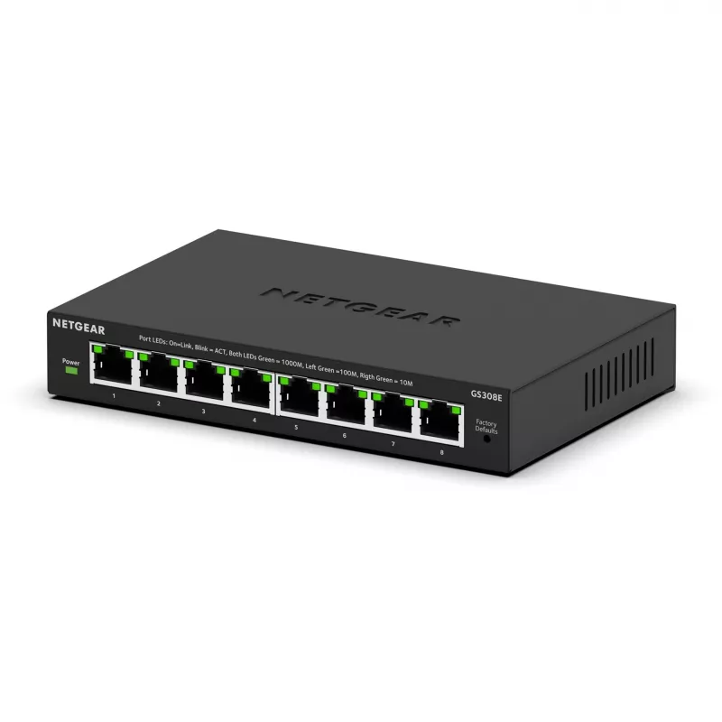 NETGEAR GS308E Managed L2/L3 Gigabit Ethernet (10/100/1000) Melns
