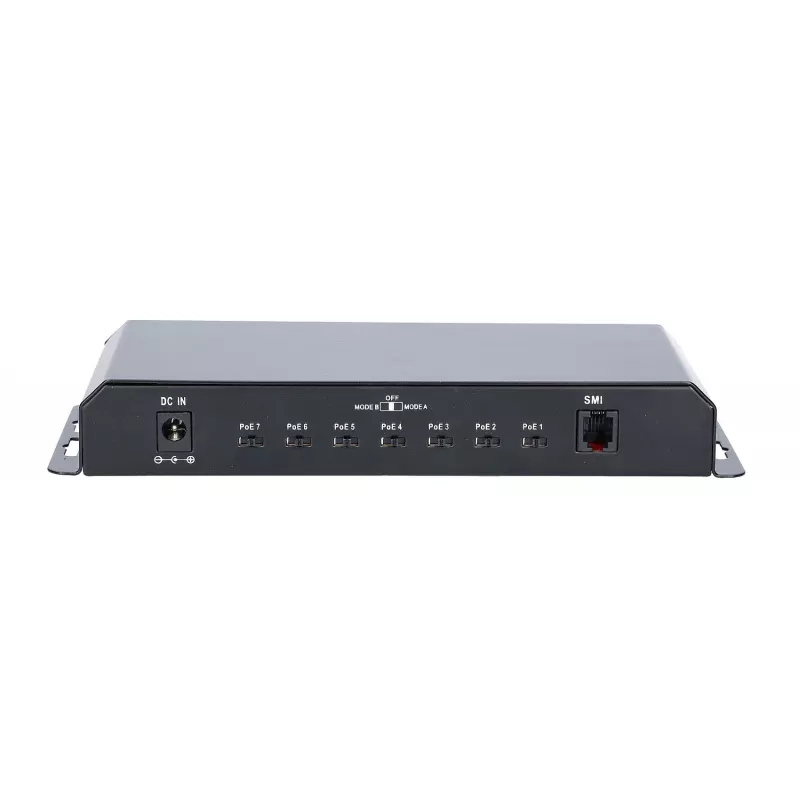 Extralink PoE slēdzis KRATOS 7x Gigabit PoE, 1x Uplink RJ45, barošanas bloks 24V 2.5A, 60W