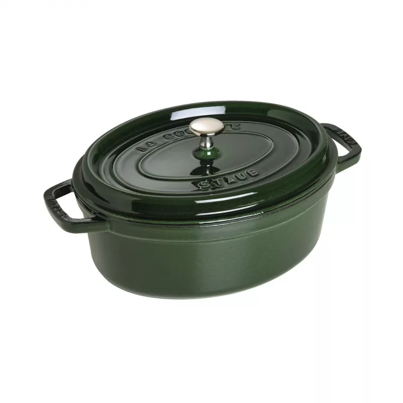 Staub La Cocotte 33 cm ovāls čuguna katls, bazilika zaļš