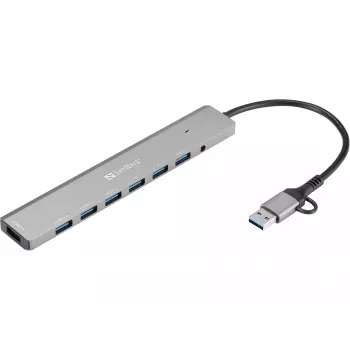 USB centrmezgls SANDBERG 136-66 — 7x USB 3.0 pieslēgvietas, ārējā barošana