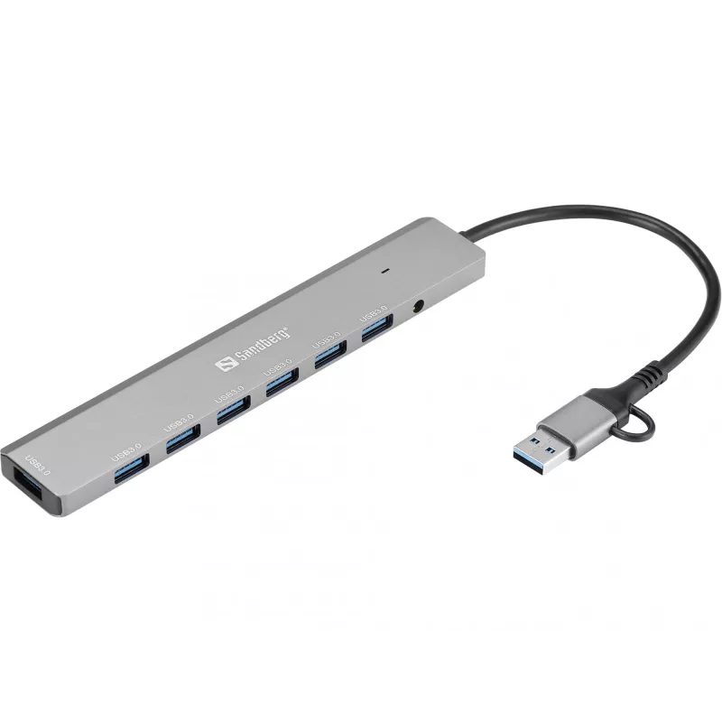 USB centrmezgls SANDBERG 136-66 — 7x USB 3.0 pieslēgvietas, ārējā barošana